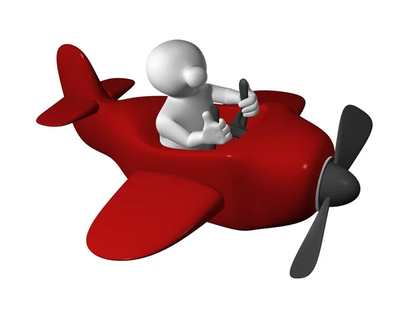 Logoman im roten Flugzeug — Stockfoto
