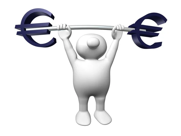 Logoman med euro-skivstång — Stockfoto