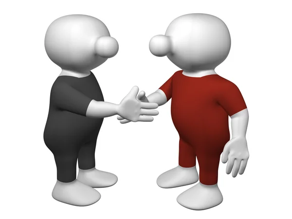 Logoman shaking hands - black and red — Stock Photo, Image