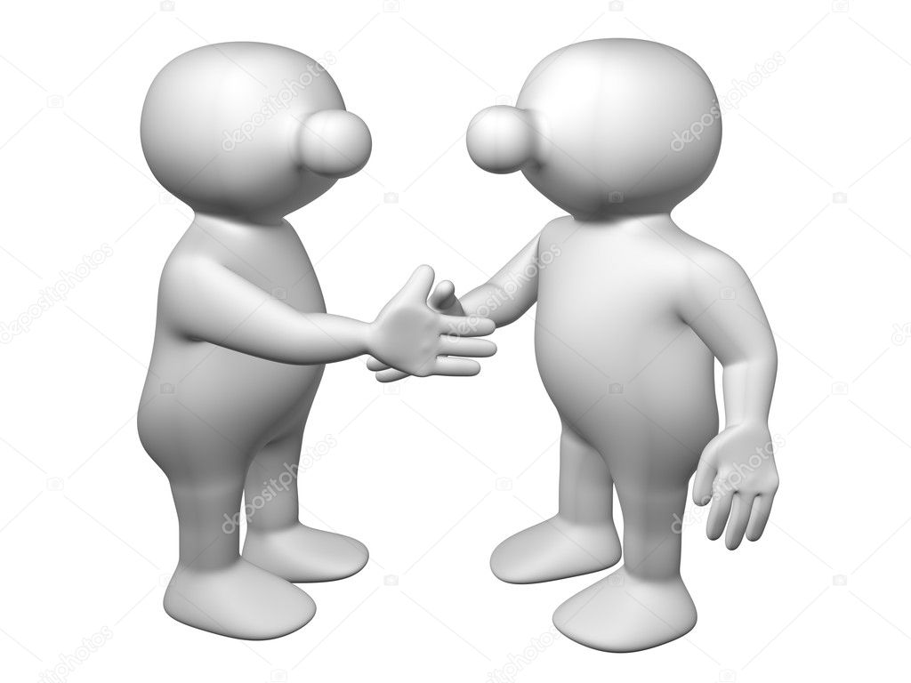 Logoman shaking hands