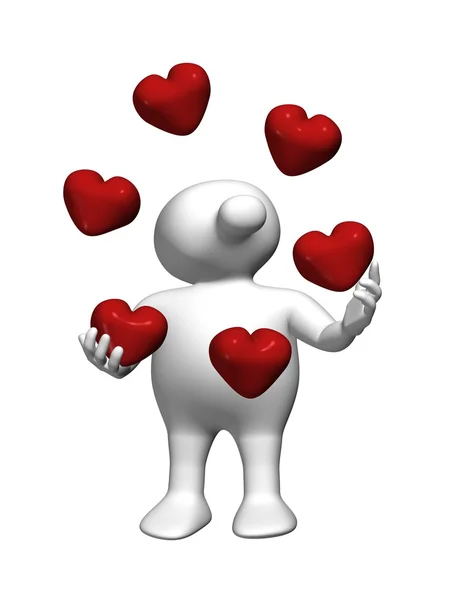 Logoman Jonglering med hjärtan — Stockfoto