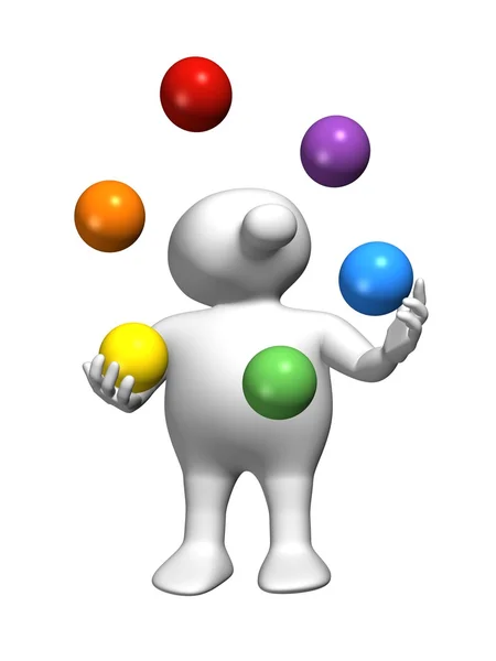 Logoman Jonglering med färger — Stockfoto