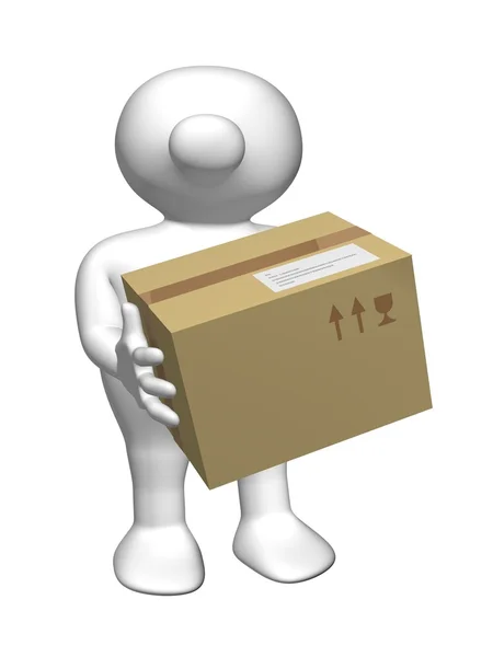 Logoman met post pakket — Stockfoto
