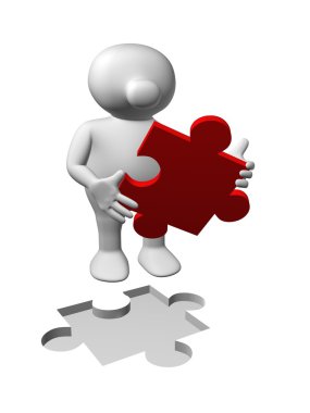 Logoman with piece of a puzzle clipart