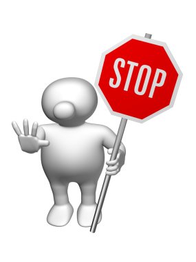Logoman with stop sign clipart