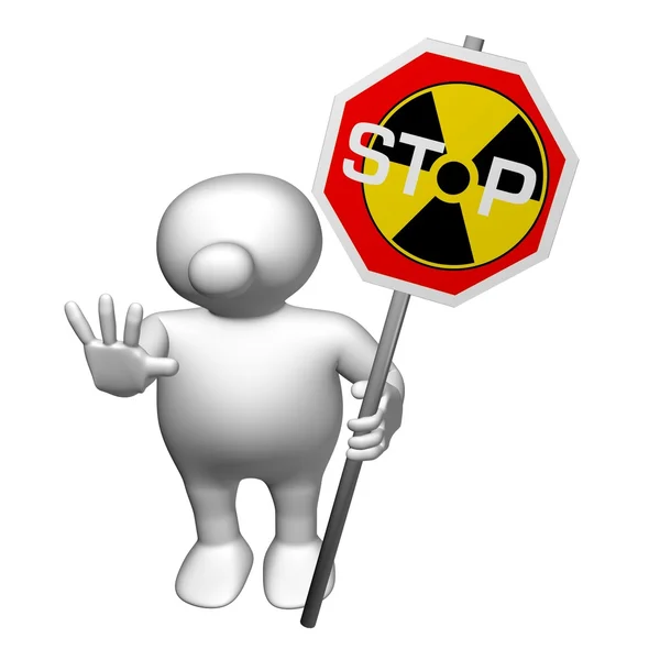 Logoman mit nuklearem Stoppschild — Stockfoto