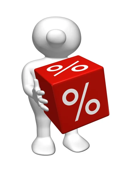 Logoman mit Prozentwürfel — Stockfoto