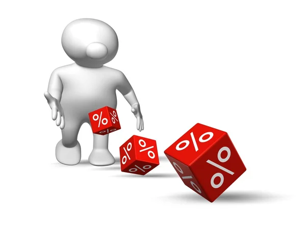 Logoman hrací kostky s procentech kostky — Stock fotografie
