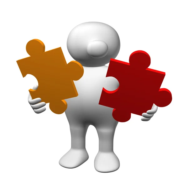 Logoman s dvěma kousky puzzle — Stock fotografie