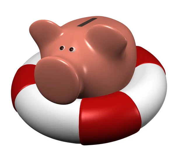 Piggy bank - life belt — Stock Photo, Image