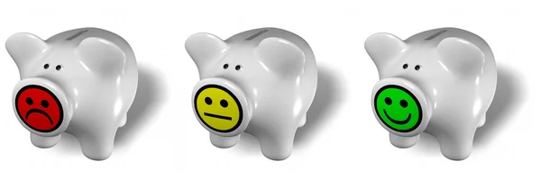 Piggy bank - smilie evaluation — Stock Photo, Image