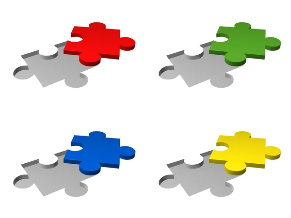 4x piece of a puzzle — Stock Photo, Image