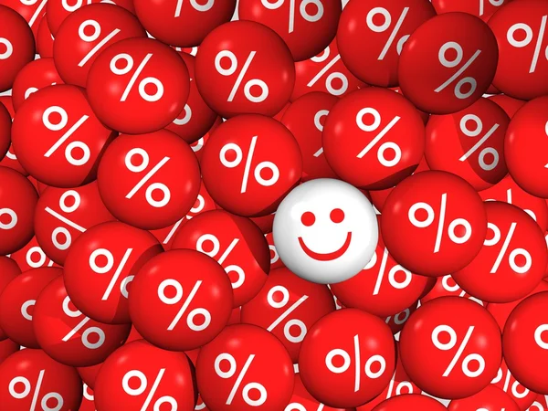 Smartey - white smile red percent — Stock Photo, Image