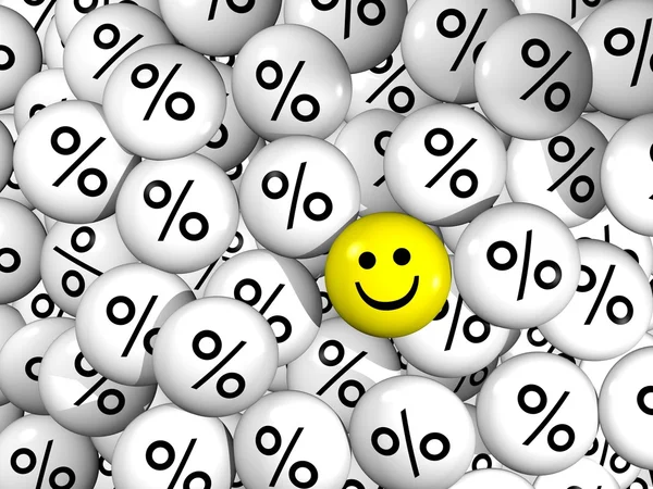 Smartey - yellow smile and percent — Stock Photo, Image