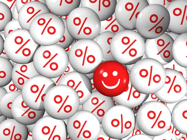 Smartey - red smile white percent — Stock Photo, Image