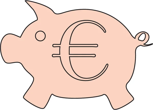 Piggy Bank Euro - Stok Vektor