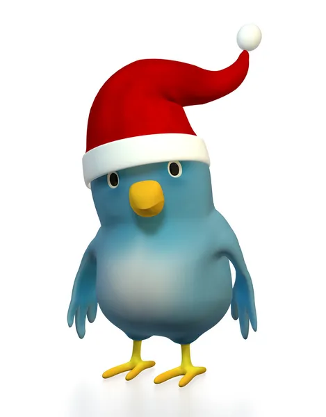 Bluebert with Santa hat — Stock Photo, Image