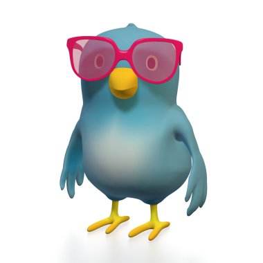 Bluebert with pink glasses clipart