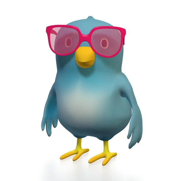 Bluebert med rosa glasögon — Stockfoto