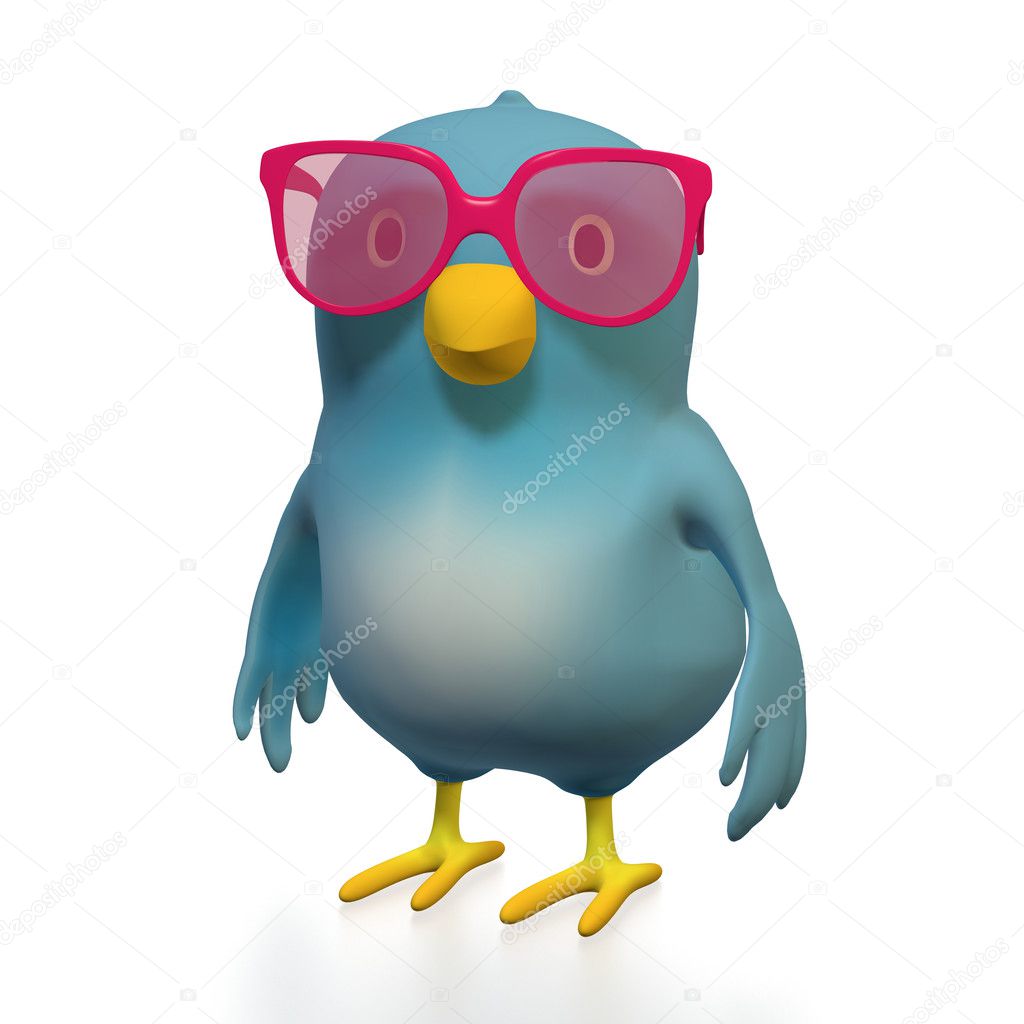 Bluebert with pink glasses