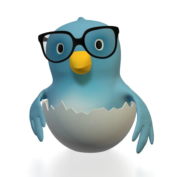 Bluebert con gafas en cáscara de huevo — Foto de Stock