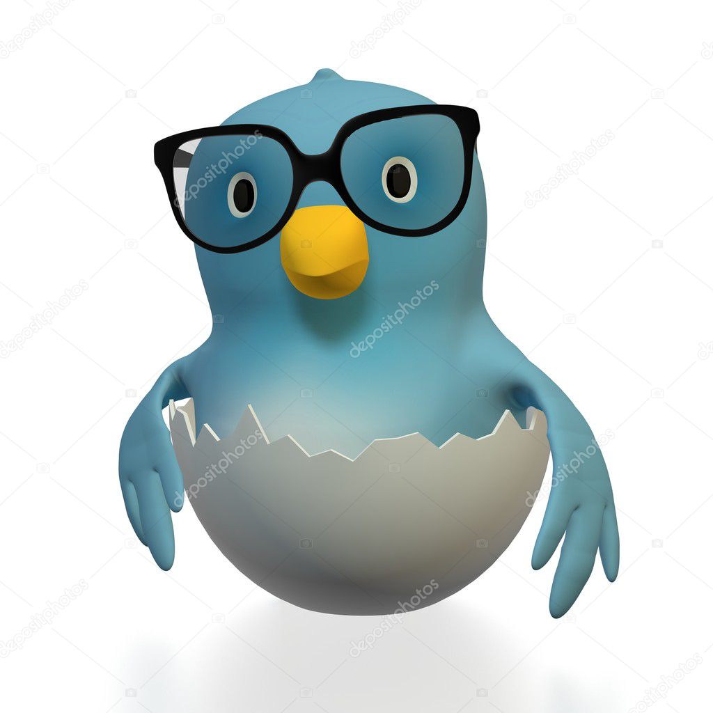 Bluebert with glasses in eggshell
