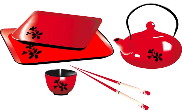 Keromicheskaya 红色餐具 — 图库矢量图片
