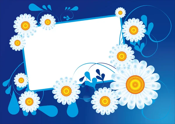 Daisies on a blue background — Stock Vector