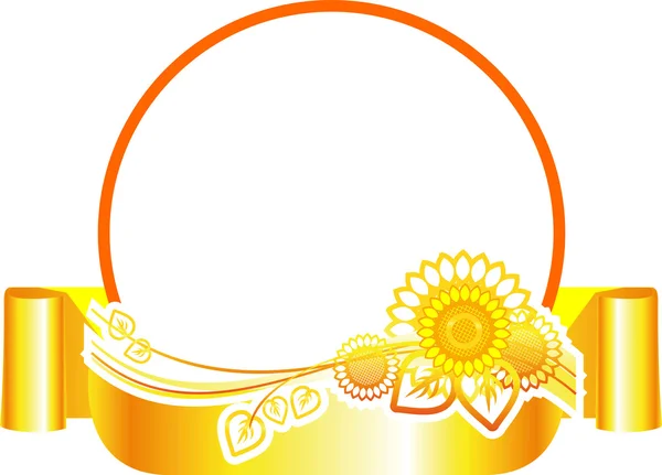 Banner round with sunflowers — Stock Vector