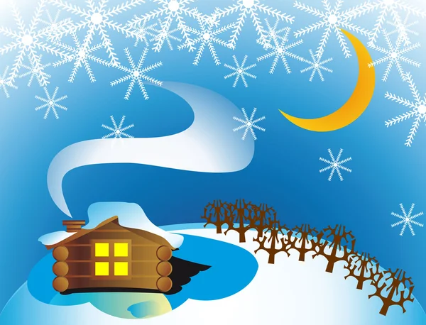 Winter cottage — Stock Vector