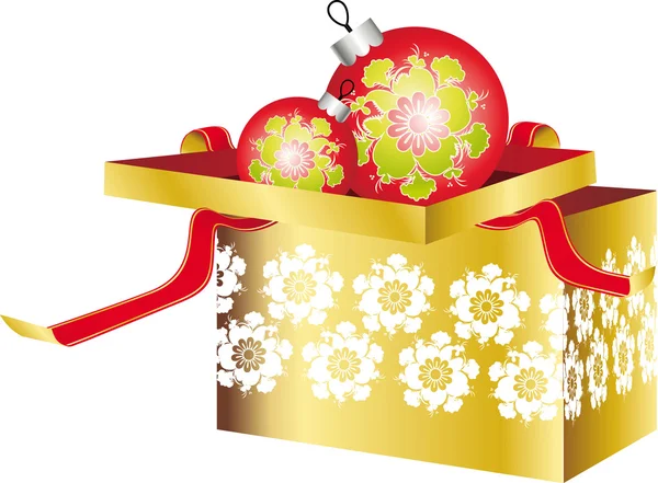 Nuevas decoraciones navideñas en cintas festivas — Vector de stock