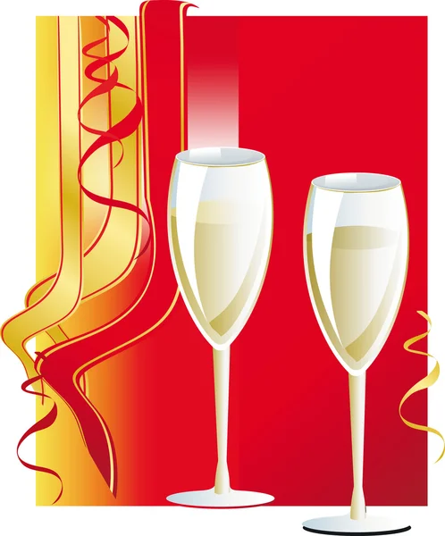 New Year's champagne by the glass — Stock Vector