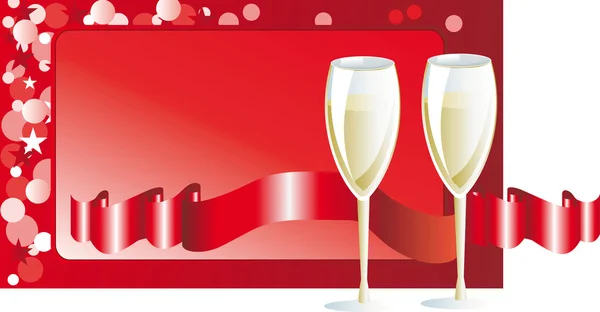 New Year's champagne per glas — Stockvector