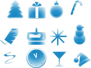 Set vector images simbol New Year, Christmas, Party Supplies clipart