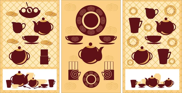Μια σειρά σκευών για καφέ τσάι — Διανυσματικό Αρχείο