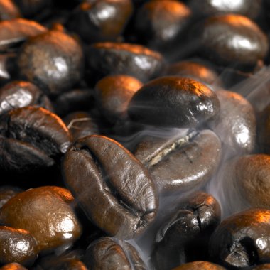 Smoky coffee beans clipart