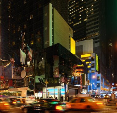 City life with Times Square at night clipart