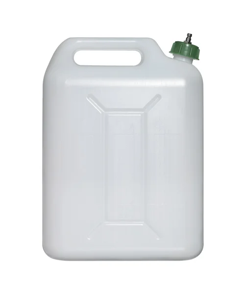 stock image White canister with green closure