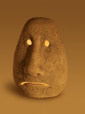 Illuminated sad ceramic head clipart