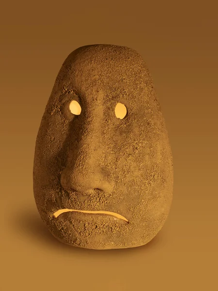 Illuminated sad ceramic head — Stock Photo, Image