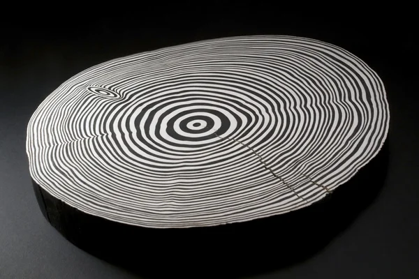 Нарізана деревина з чорно-білими щорічними кільцями — стокове фото