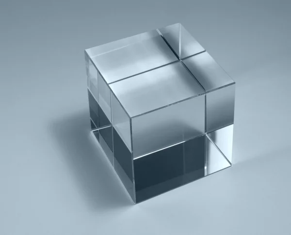 Solid glass cube — Stock Photo, Image