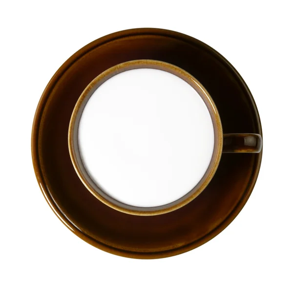 Copa de porcelana marrón con espuma de leche de mármol —  Fotos de Stock