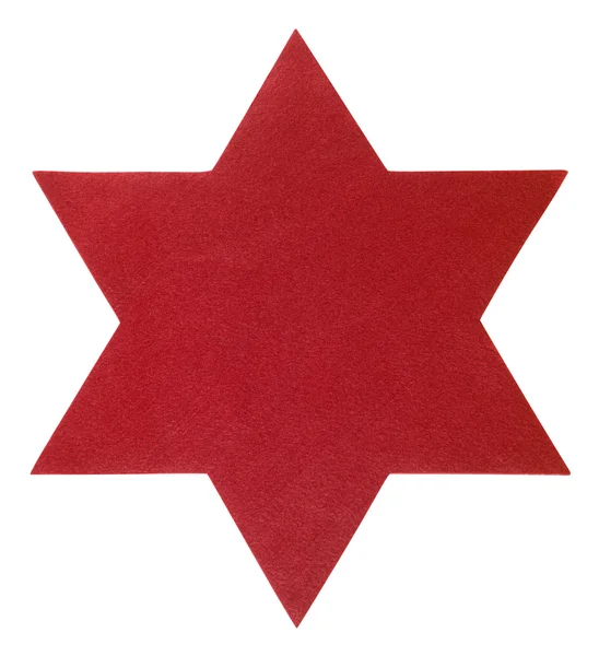 Estrela de feltro vermelho nas costas brancas — Fotografia de Stock