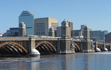 Boston scenery with bridge and river clipart