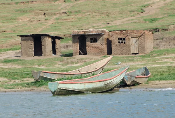 Barche sul Canale di Kazinga — Foto Stock