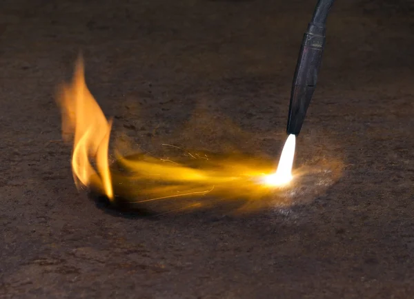 Welding torch and flame — Stock Photo, Image