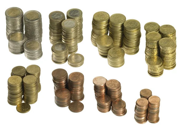 Стековые монеты евро — стоковое фото