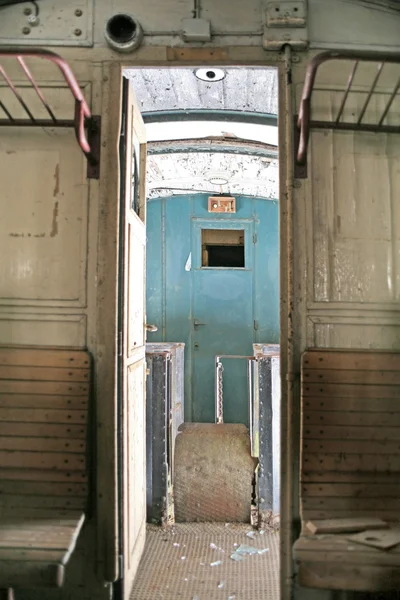 stock image Inside a old railway car