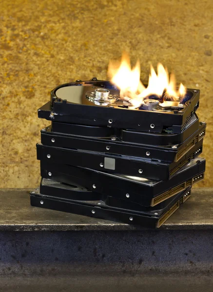 Burning hard disks — Stock Photo, Image